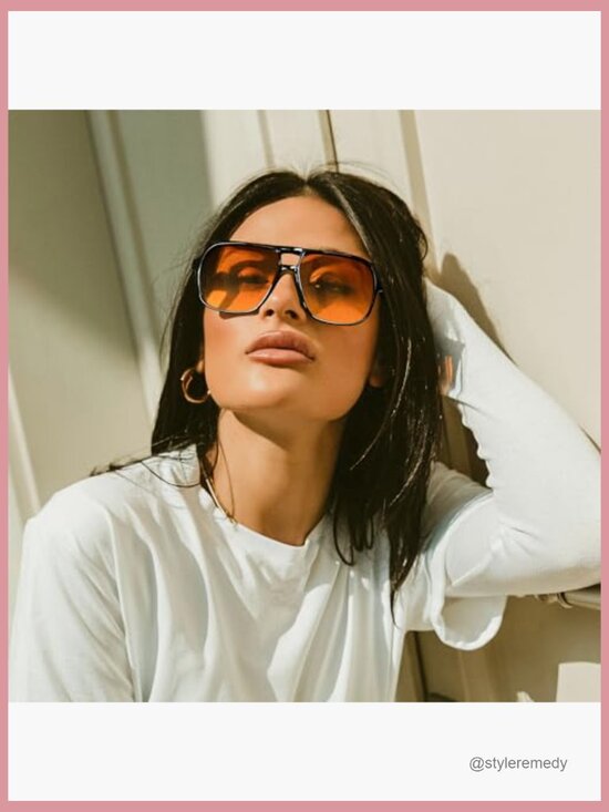 Retro Square Aviator Sunglasses Plastic Frame UV400 Protection main image 5